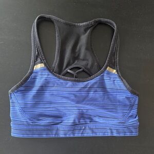 Lululemon Blue and Black Striped Sports Bra